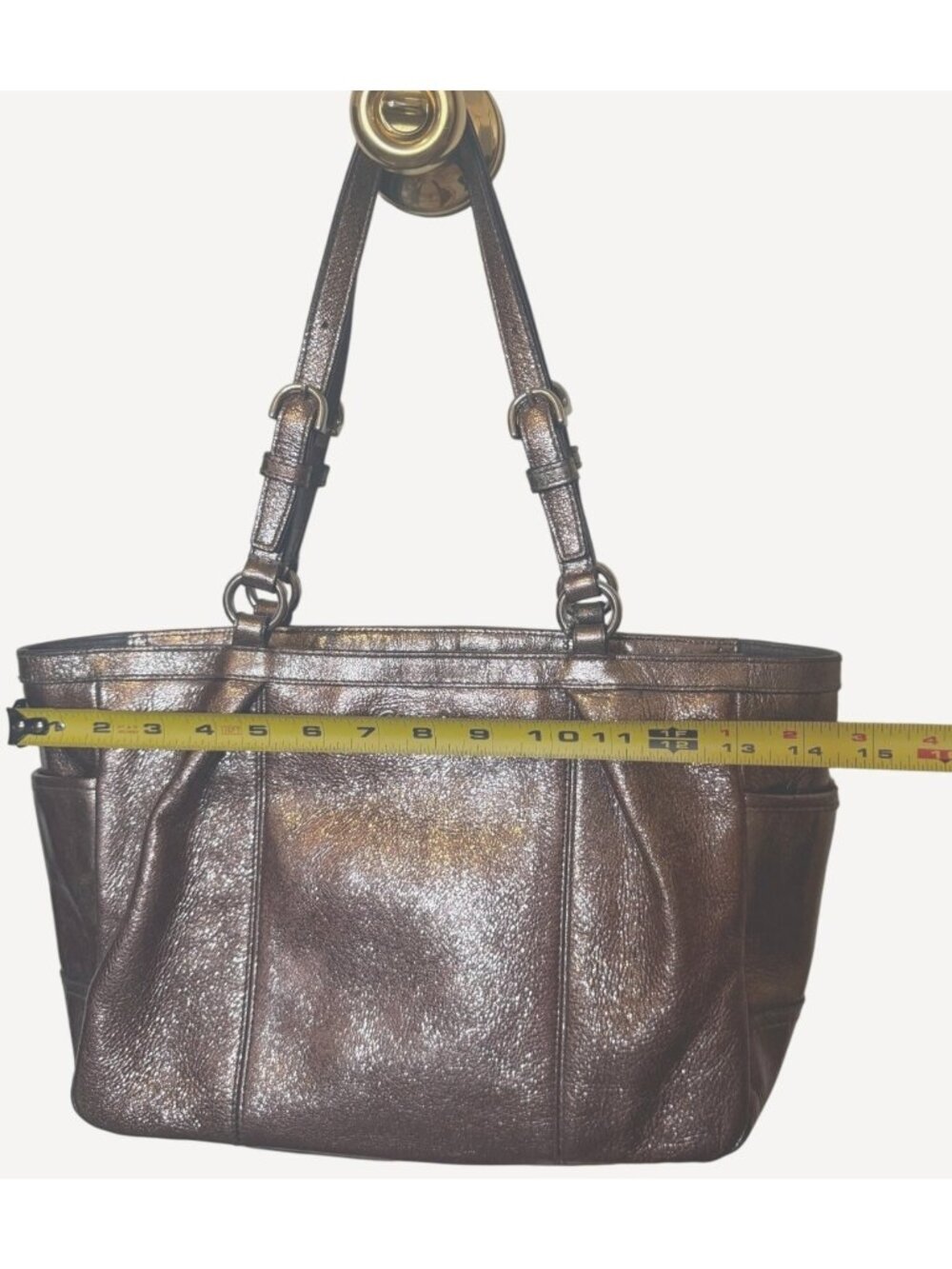 Coach Bronze Metallic Leather 2011 East West Tote Satchel F17721 - Picture 7 of 11